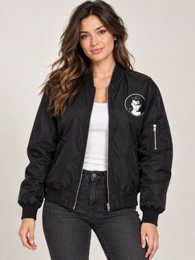 Cry-Baby Johnny Depp Black Satin Bomber Jacket Size L